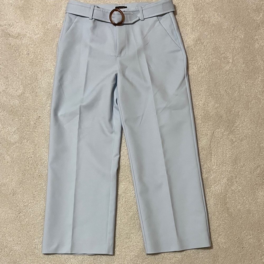 crosby. Light Blue Cropped Tailored Trousers with Belt